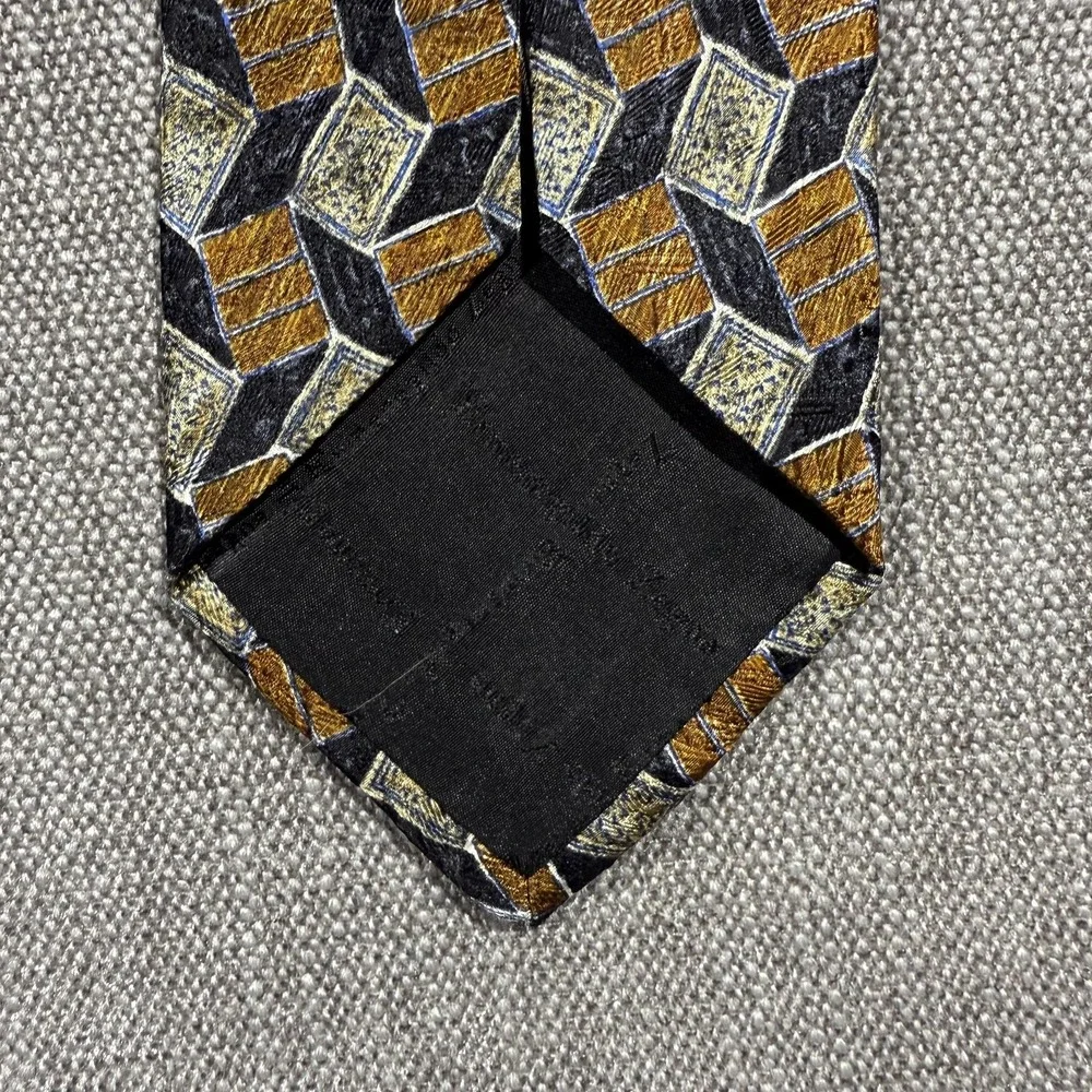 Ermenegildo Zegna Tie Mens One Size Brown Geometric Silk Made In Italy‎ Jacquard